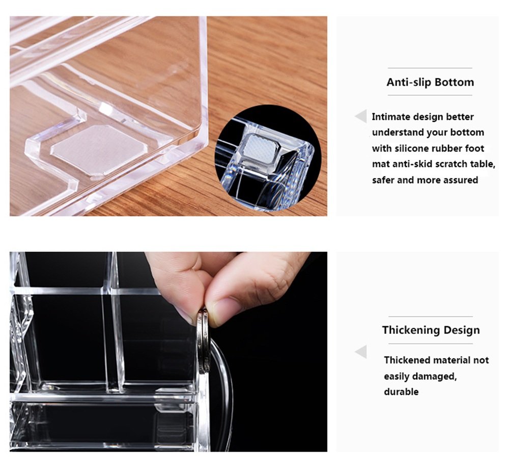 化粧品収納ケースデスクトップのアクリルドレッサーにリップスティックの置物棚 Amazon.co.jp: デスクトップ引き出しタイプ化粧品収納ボックス