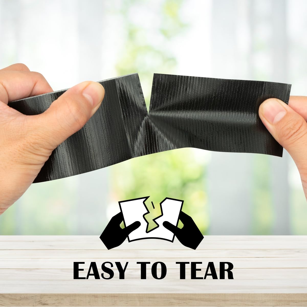 Black Duct Tape Heavy Duty: 12 Pack Wide Waterproof Outdoor Duck Furniture Repair Tape Bulk - Strong Adhesive Weather Resistant No-Residue Masking Tapes Patterns Variety (Black, 12Rolls*2IN*20Yards)