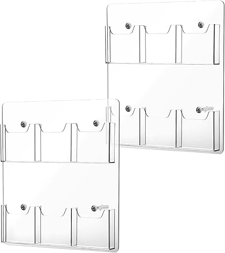 Eersida Paquete de 2 soportes de folletos acrílicos para folletos soporte de pared transparente para folletos soporte de plástico triple plegable