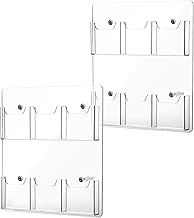 Eersida 2 Pack Acrylic Brochure Pamphlet Holder Wall Mount Clear Brochure Display Holder Plastic Trifold Flyer Rack Literature Storage Rack for Offices Waiting Room (6 Pockets, 15 x 13 Inch)