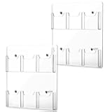 Eersida 2 Pack Acrylic Brochure Pamphlet Holder Wall Mount Clear Brochure Display Holder Plastic Trifold Flyer Rack Literature Storage Rack for Offices Waiting Room (6 Pockets, 15 x 13 Inch)