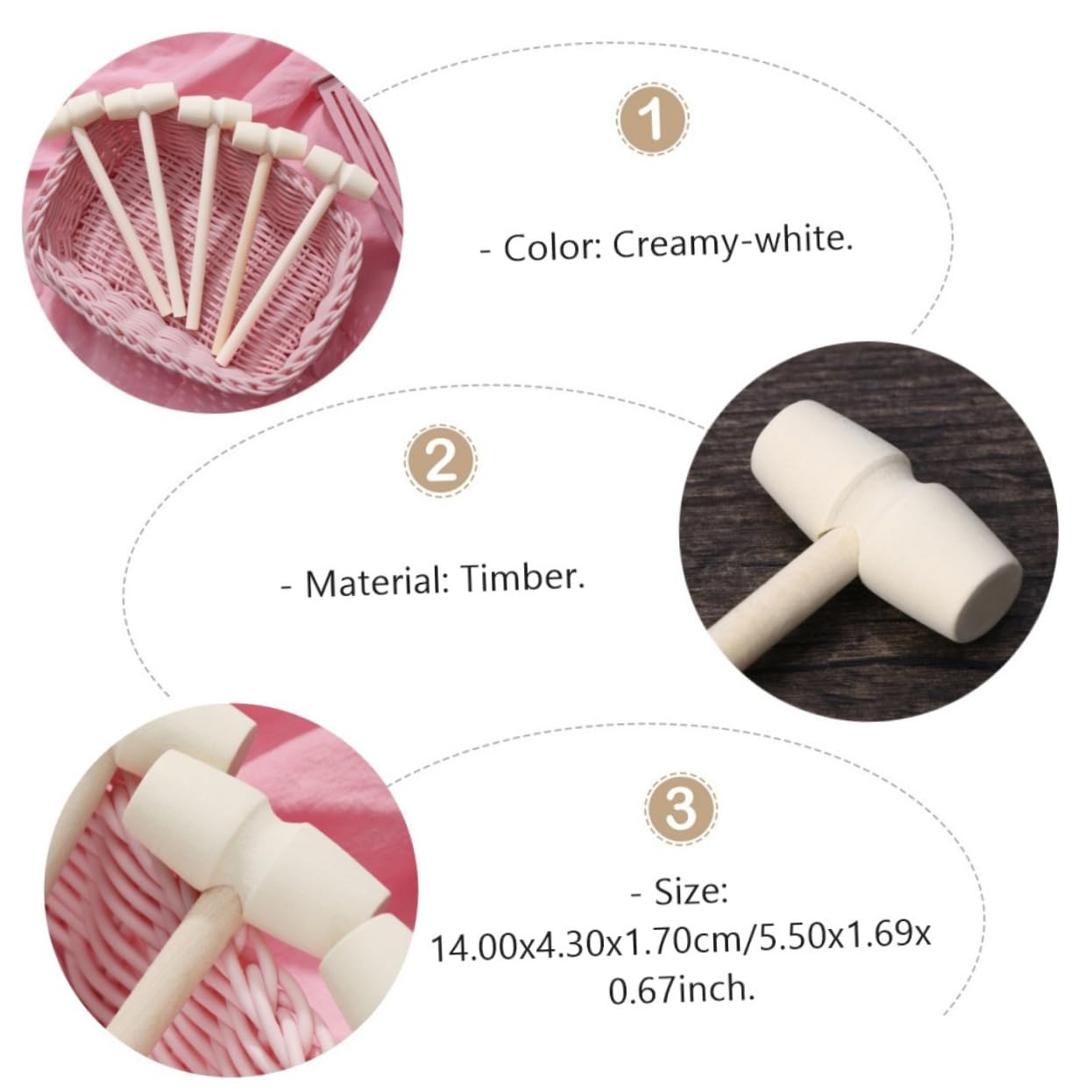 Vaguelly 24Pcs Mini Wooden Mallets DIY Hammers for Safe Smooth Surface Educational for Hand Eye Coordination Creativity Parent Fun Activities