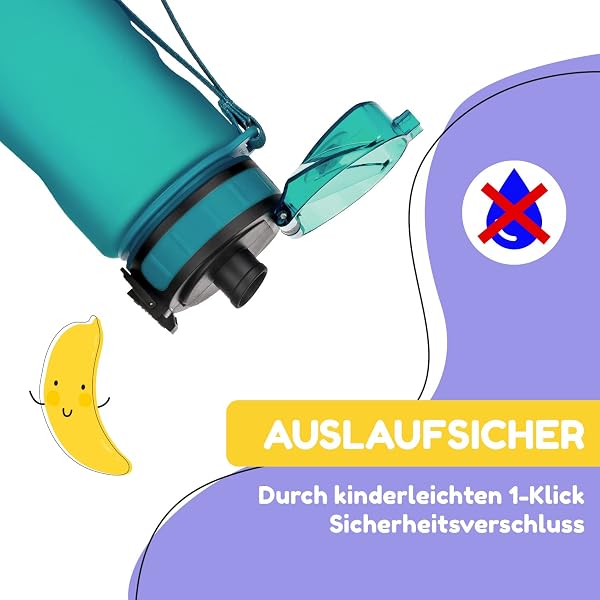 schmatzfatz Trinkflasche Kinder Auslaufsicher 0,5L, Sport Trinkflasche Schule zum Wandern & Fitnessstudio, Geschmacksneutrale Wasserflasche 500ml, Trinkflasche mit Fruchteinsatz, BPA-Frei - 2