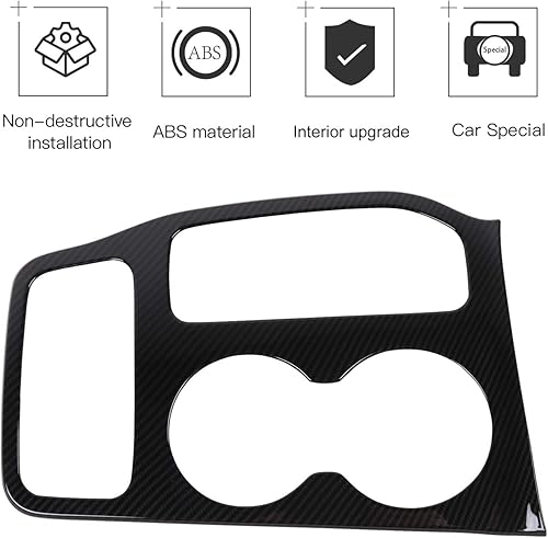 Miniatura 3 de JeCar Kit de moldura interior de cubierta de panel de palanca de cambios para Jeep Grand Cherokee 2016-2020, textura de fibra de carbono