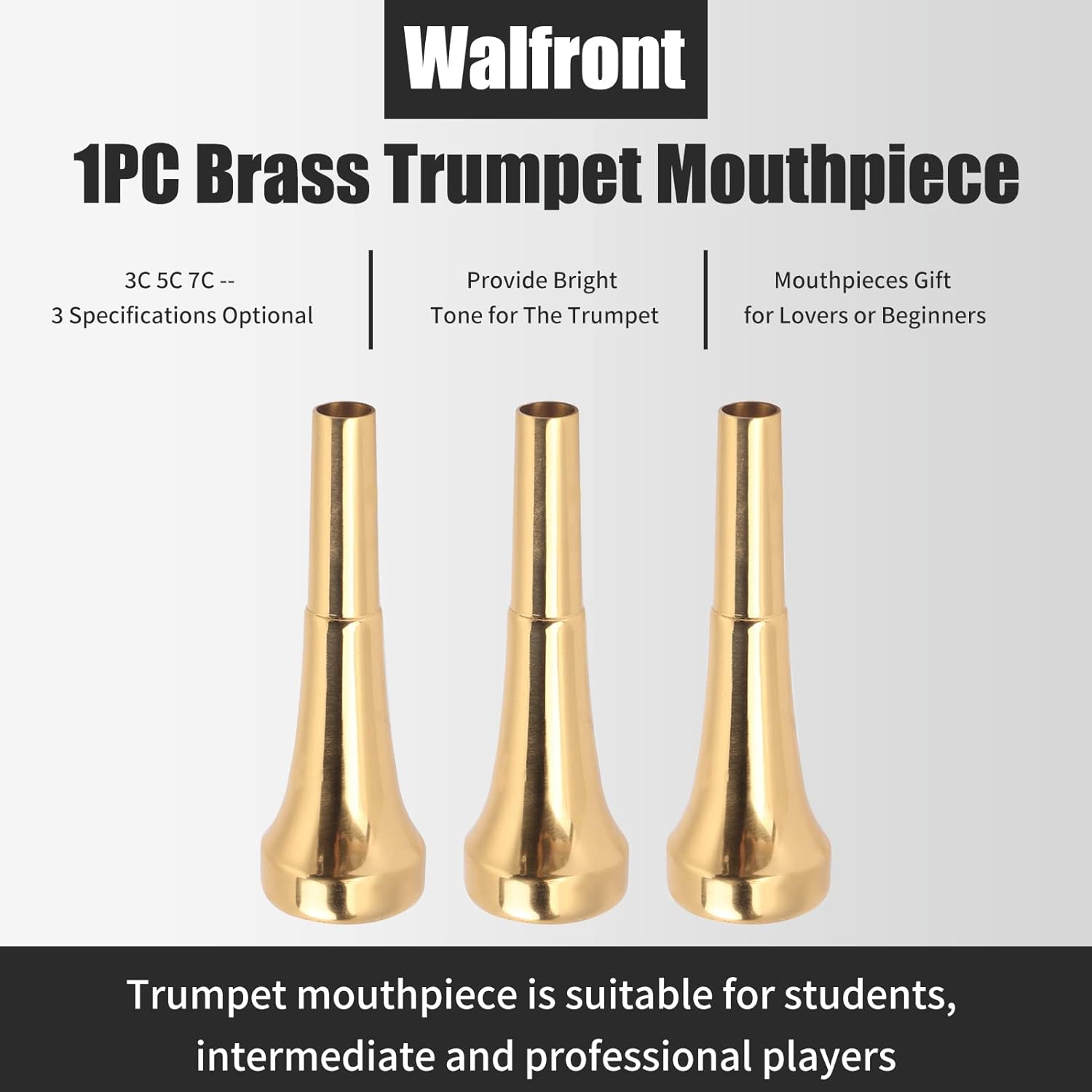Trumpet Mouthpiece Brass Material Gilded Mouthpiece Holder Trumpet Accessories for Beginners and Professional Players(3C) : Musical Instruments