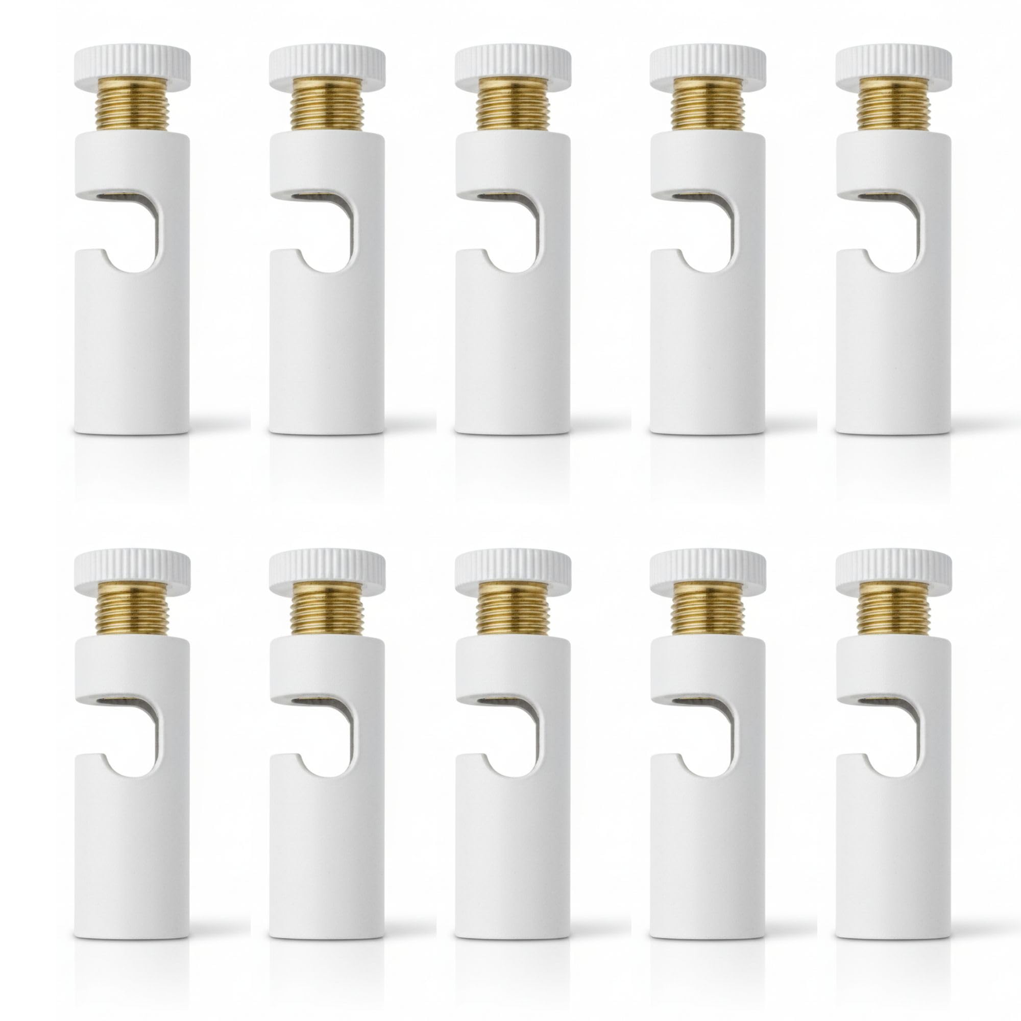LEDSone 10 Pack Ceiling Cable Mount White Hook for Swag Pendant and Chandelier Lighting Minimalist Cord Keeper Metal Swag Hook for Ceiling and Wall Modern Ceiling Hooks for Swag Light Easy Fit. โ image 1