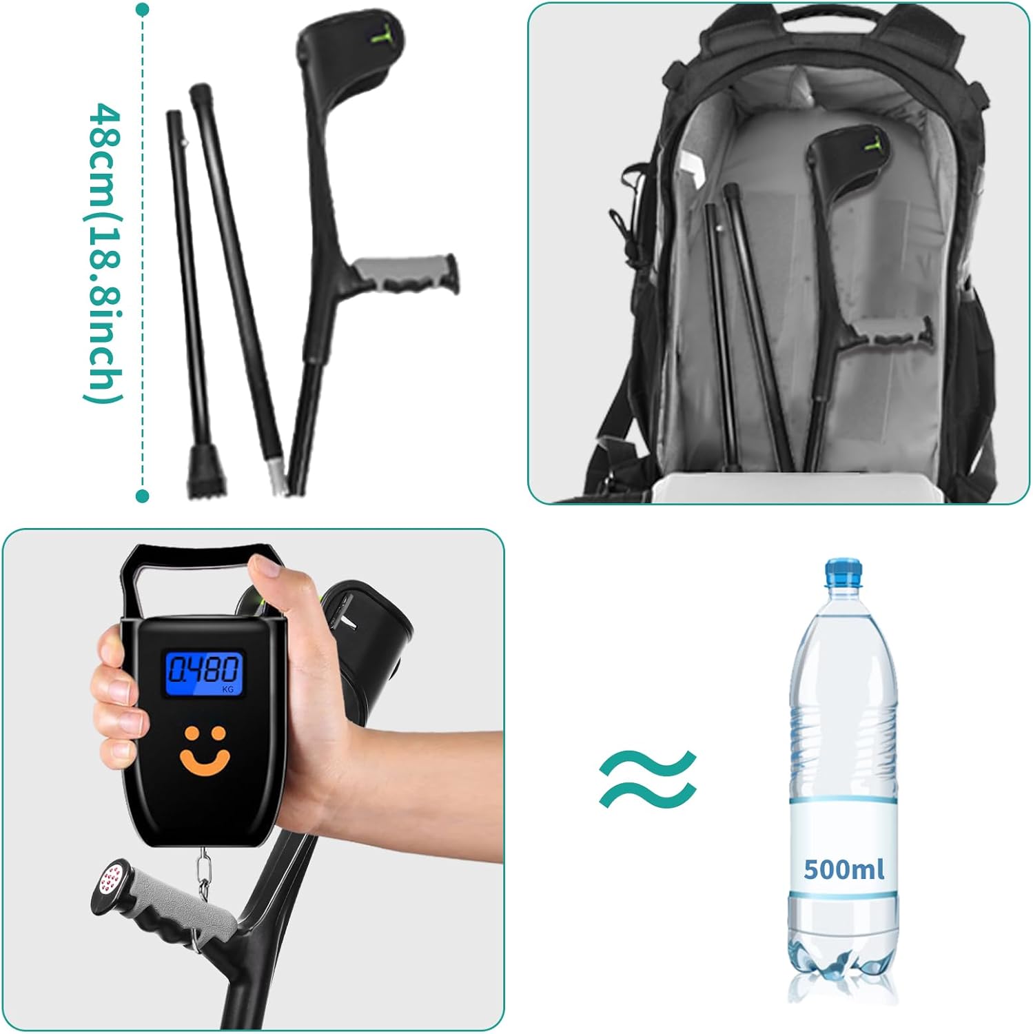 Forearm Crutches for Adults, Upgraded Heightened Forearm Crutches, 10-Level Adjustable Height, Arm Crutches Forearm, Aluminum Crutches for Walking