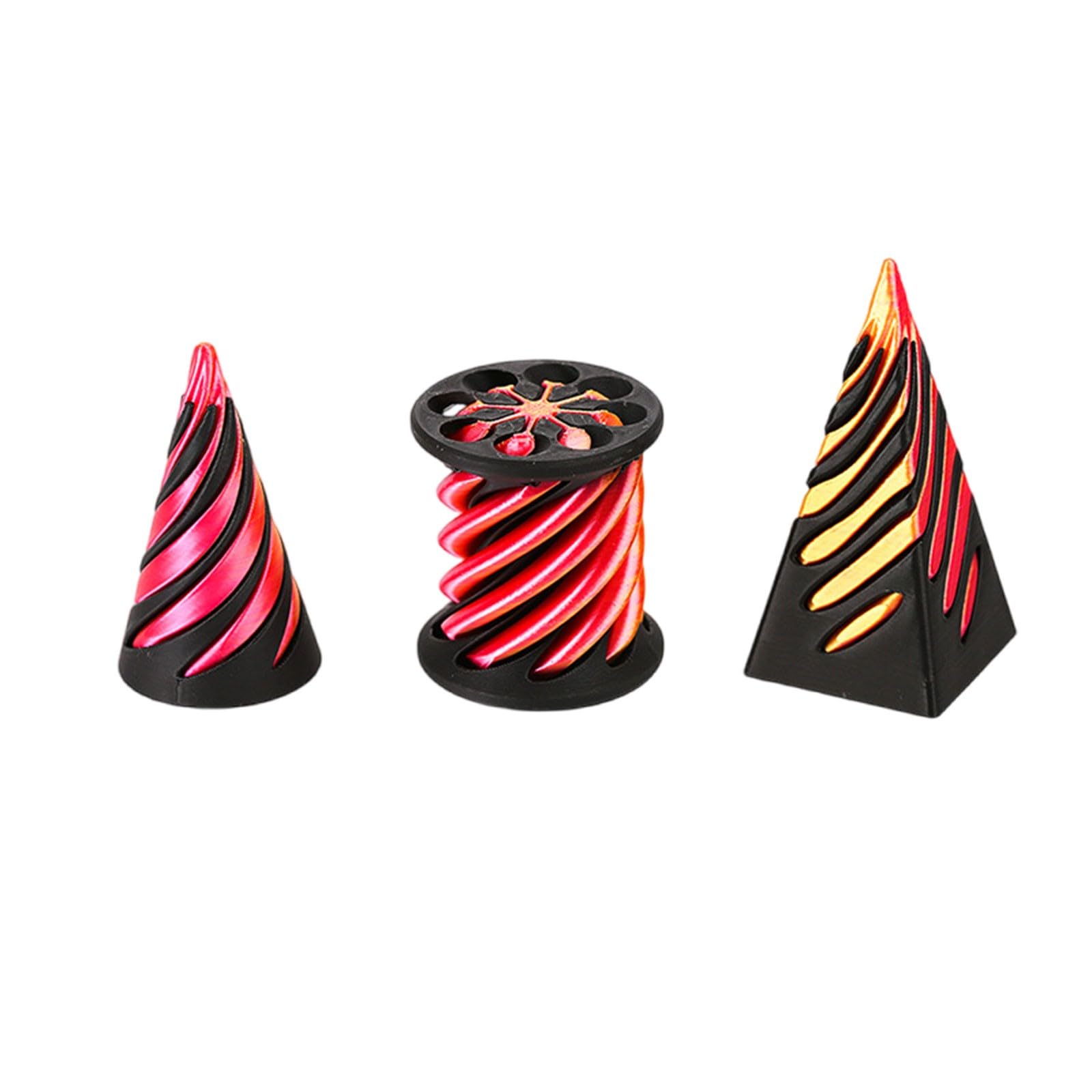 6 PCS 3D Printed Fidget Toy, Impossible Cone Spiral Cone Fidget Toy, 3D Printed Spiral Fidgets Toys Stress Relief Fidgets Toys Set to Relief Anxiety and Enhance Focus (3pcs-D)