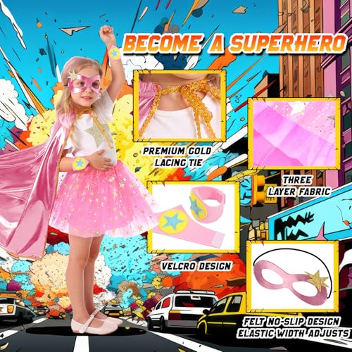 Disfraz de capas de superhéroe para niñas miniatura 3