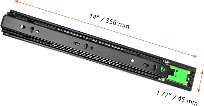 SINJEUN 3 Pairs 14 Inch Push to Open Drawer Slides, 3 Section Full Extension Ball Bearing Side Mount Drawer Slide Rails, Drawer Runners with Mounting Screws, 100 Lbs Load Capacity, Black