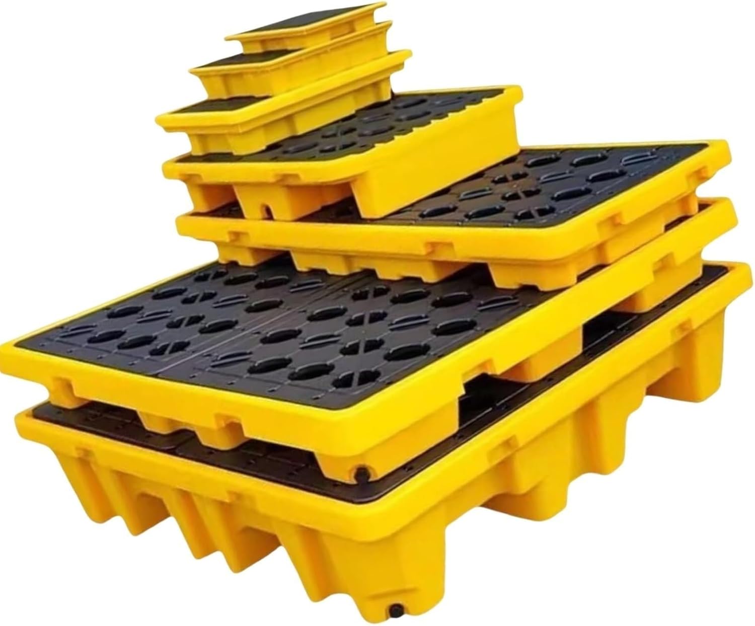 Heavy-Duty Modular Spill Containment Pallet, Leak-Proof & Non-Slip Polyethylene, 17 Sizes for Industrial Warehouse & Factory (72x72x16cm)
