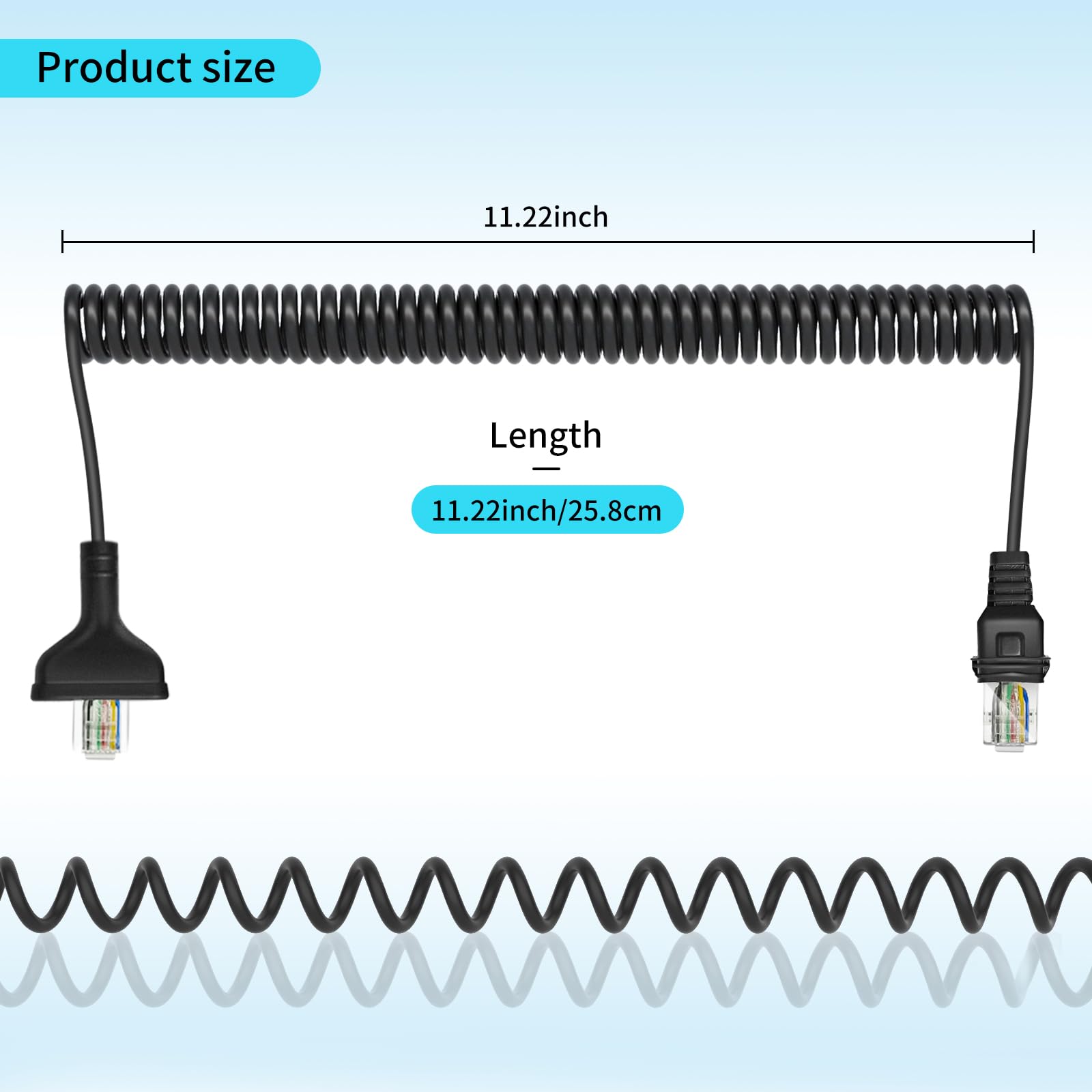 KMC-30 KMC-32 Cable de micrófono RJ-45 de 8 pines a 8 pines para Kenwood KMC-35 TK-7100 TK-760 TK-768 TK-762G TK-780G M-261A TM-271A Radi Micrófono de mano (5)