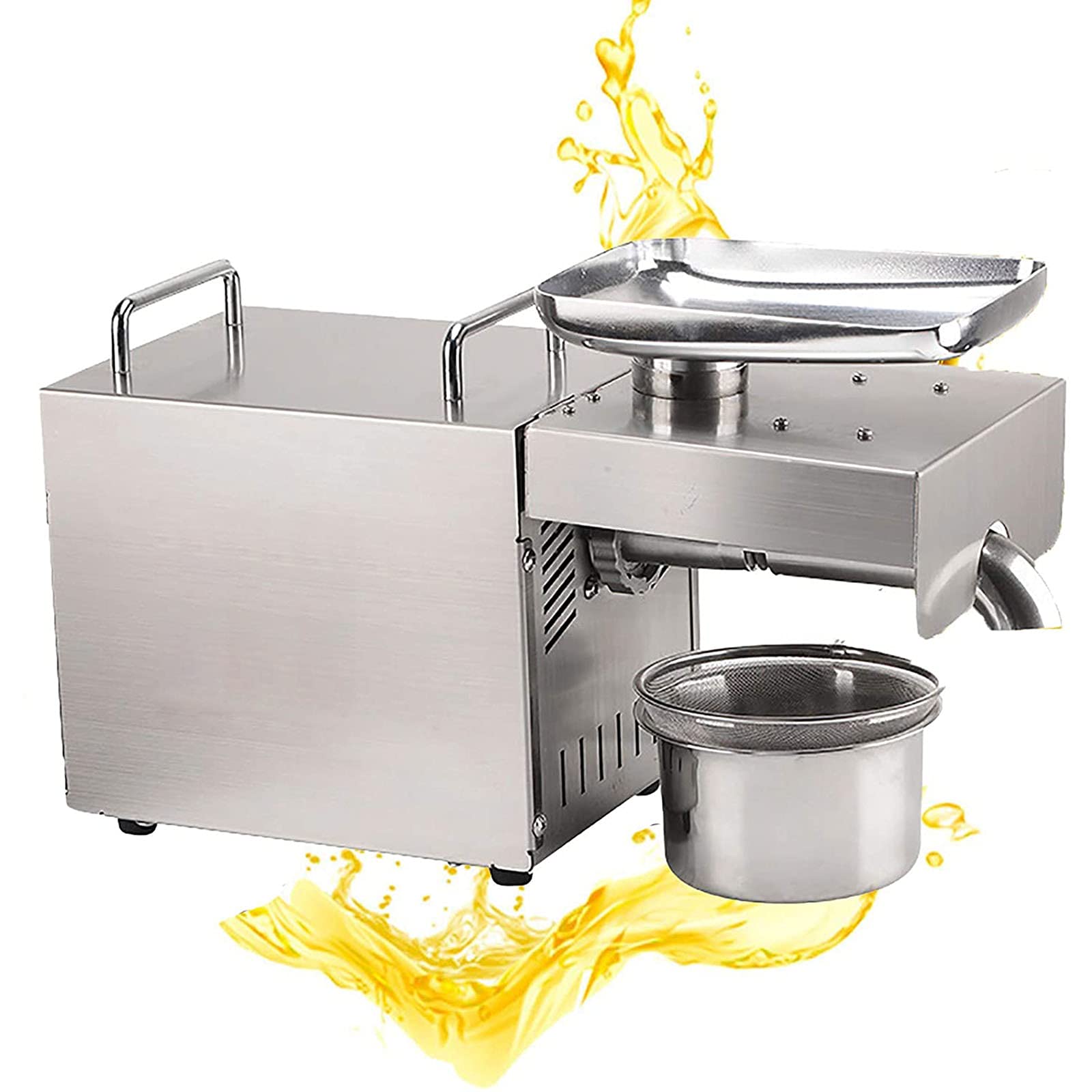 AYCDL Commercial Automatic Oil Press Machine, 50% Oil Yield Electric Oil Press Extractor, 24h Continuous Work, for Olive Coconut Canola