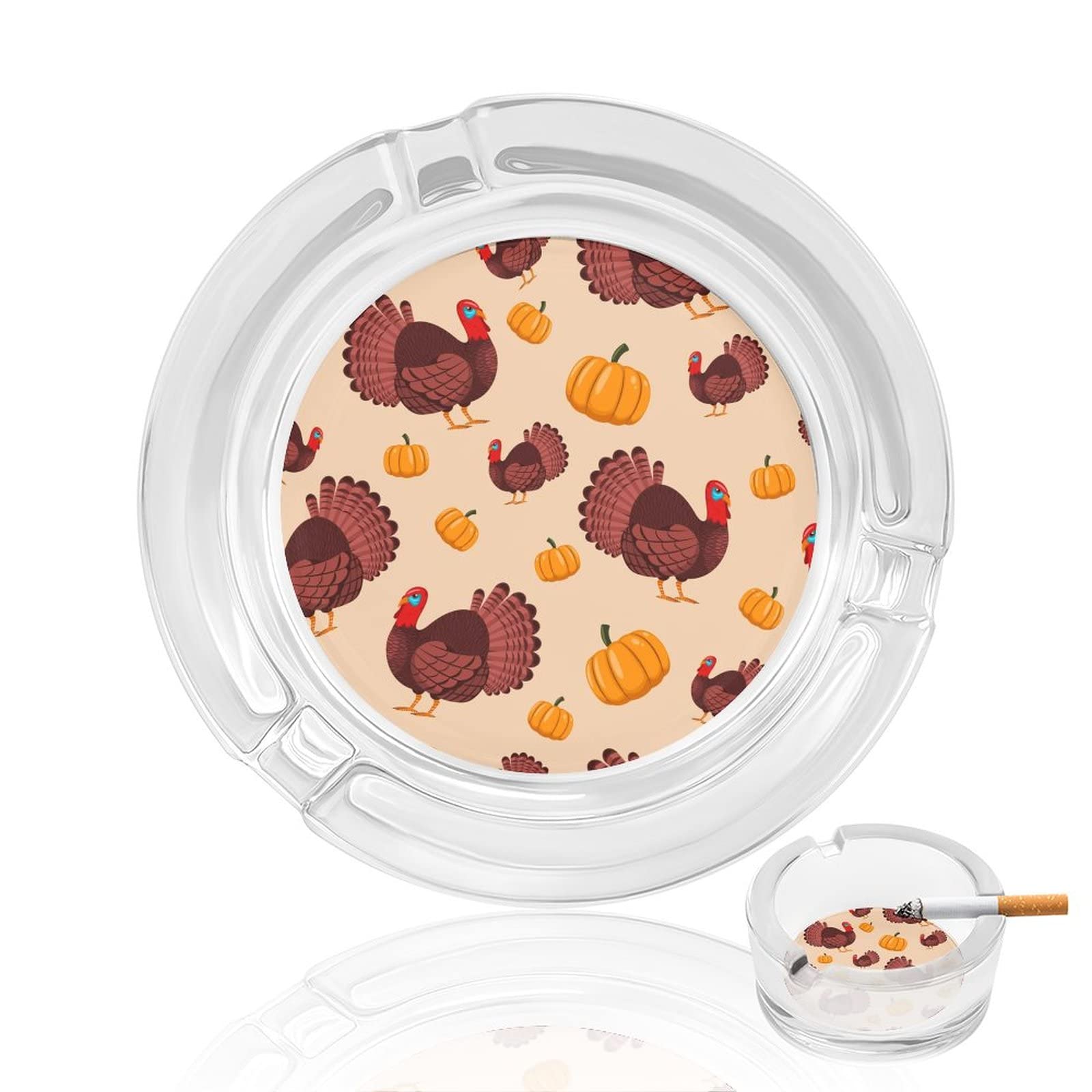 Lurnise Multi10 Ashtrays For Cigarettes Turkey Bird And Pumpkin Thanksgiving Crystal Glass Ash Tray Smoking Ashtray Holder For Home Hotel Office Table Top