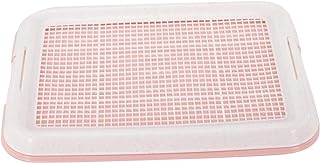 FAKEME Dog Potty Toilet Training Tray Puppy Pee Pad Holder Anti Slip Removable Indoor Mesh Potty Training Tray Dog Potty Pan for Small Size Dogs, Pink