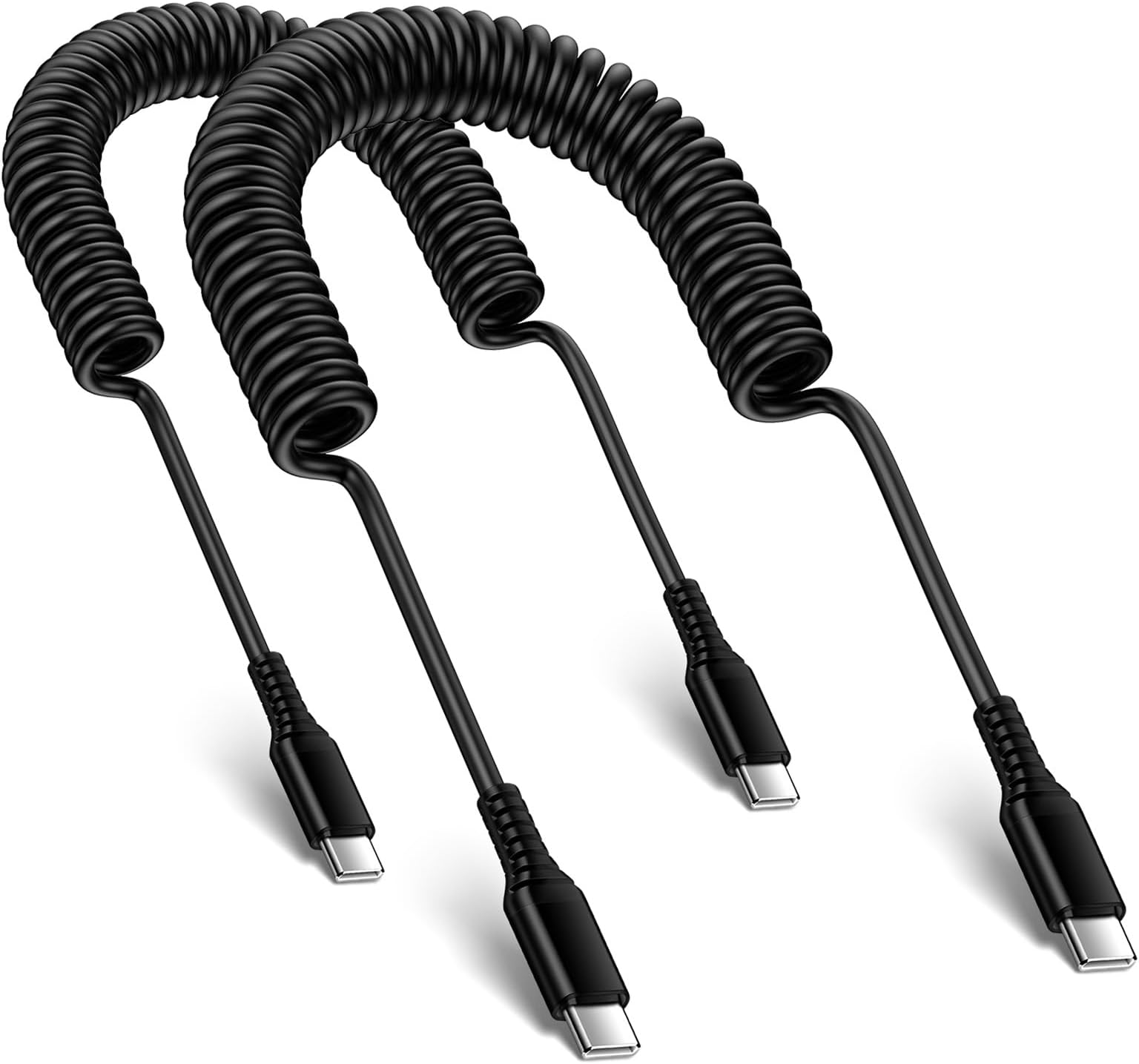 USB C to USB C Samsung Phone Charger Coiled Cable for Car, 3FT+6FT Type C Charger Cable Fast Charging Retractable Spring Lead for Samsung Galaxy A17 A16 A15 A55 A36 A54 A53 S25 S24 S23 S22 S21 S20 FE