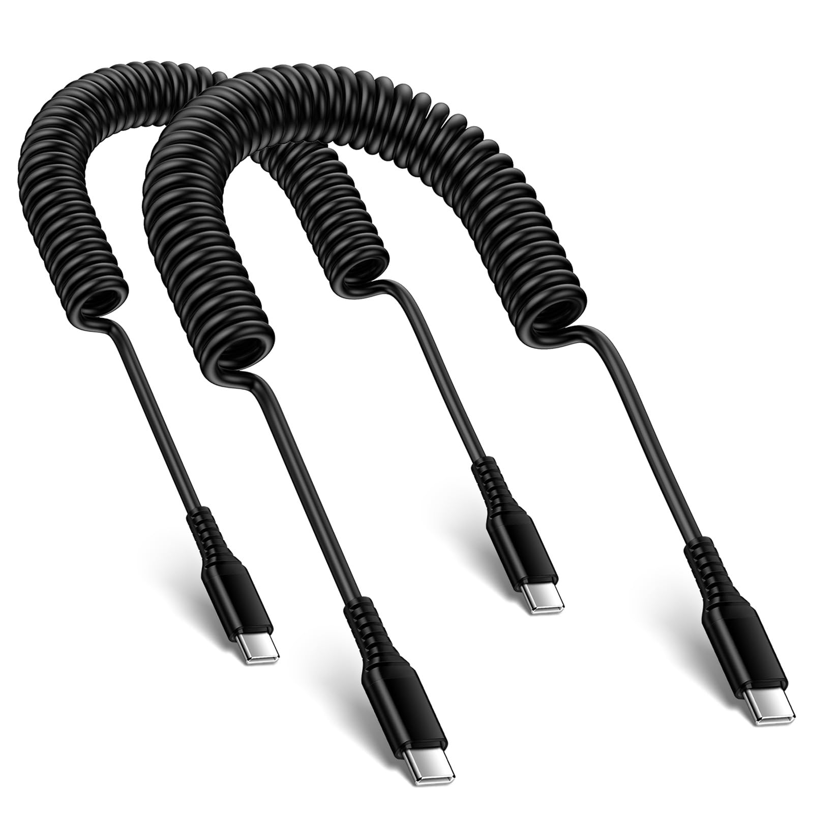 USB C to USB C Samsung Phone Charger Coiled Cable for Car, 3FT+6FT Type C Charger Cable Fast Charging Retractable Spring Lead for Samsung Galaxy A16 A15 A55 A36 A54 A53 S25 S24 S23 S22 S21 S20 Z Flip6