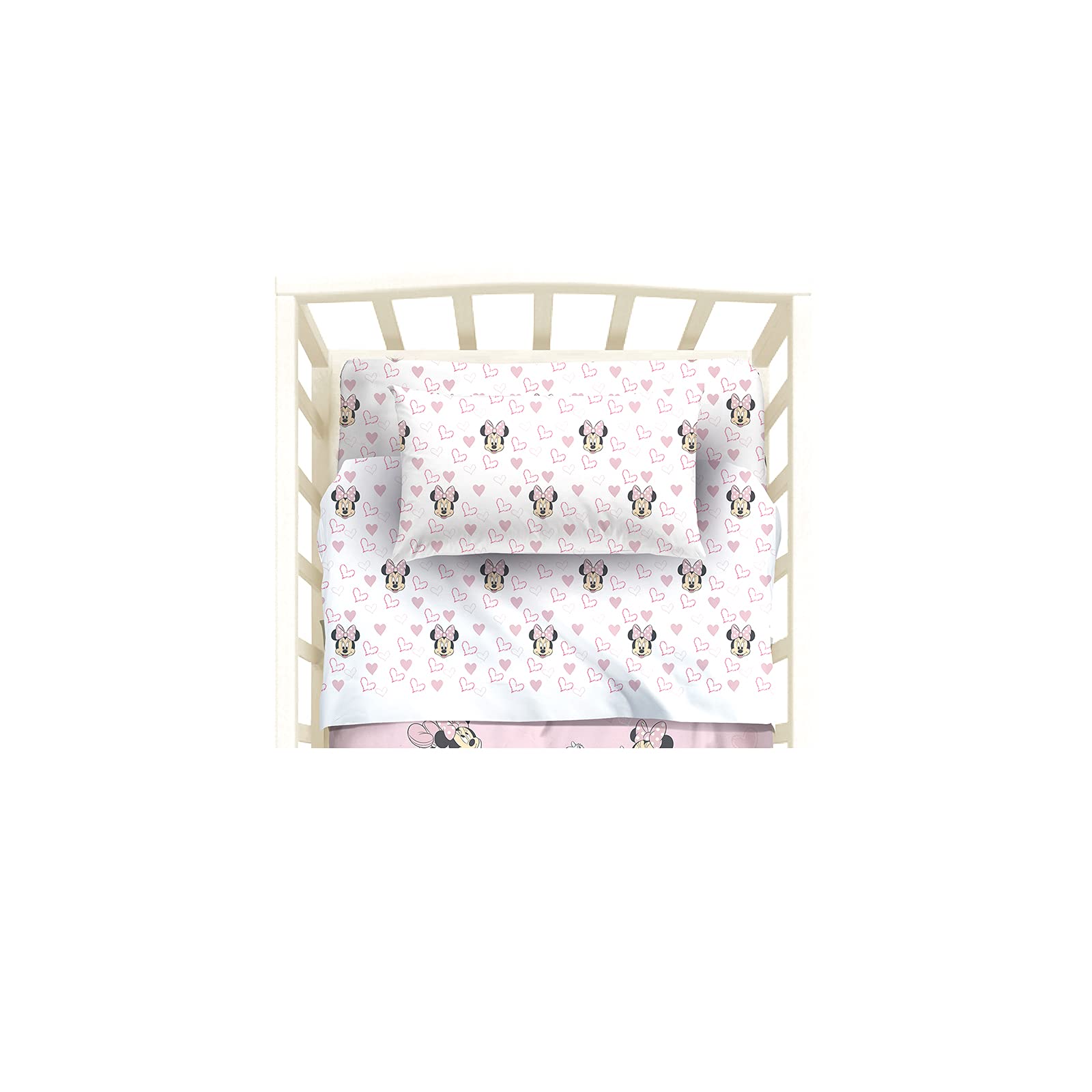 Caleffi 19575, Cotone Disney Minnie Amici Completo Lenzuola per Baby, Multicolor