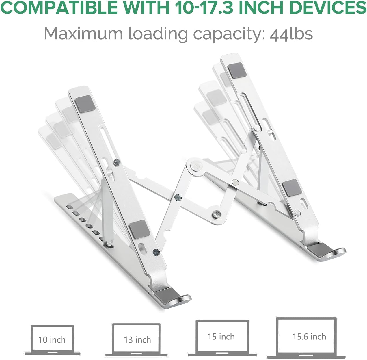 Portable Laptop Stand, Ergonomic Adjustable 7 Levels Height Adjustment, Foldable Laptop Riser Laptop Computer Stand Tablet Stand, Ventilated Notebook Holder with Storage Bag