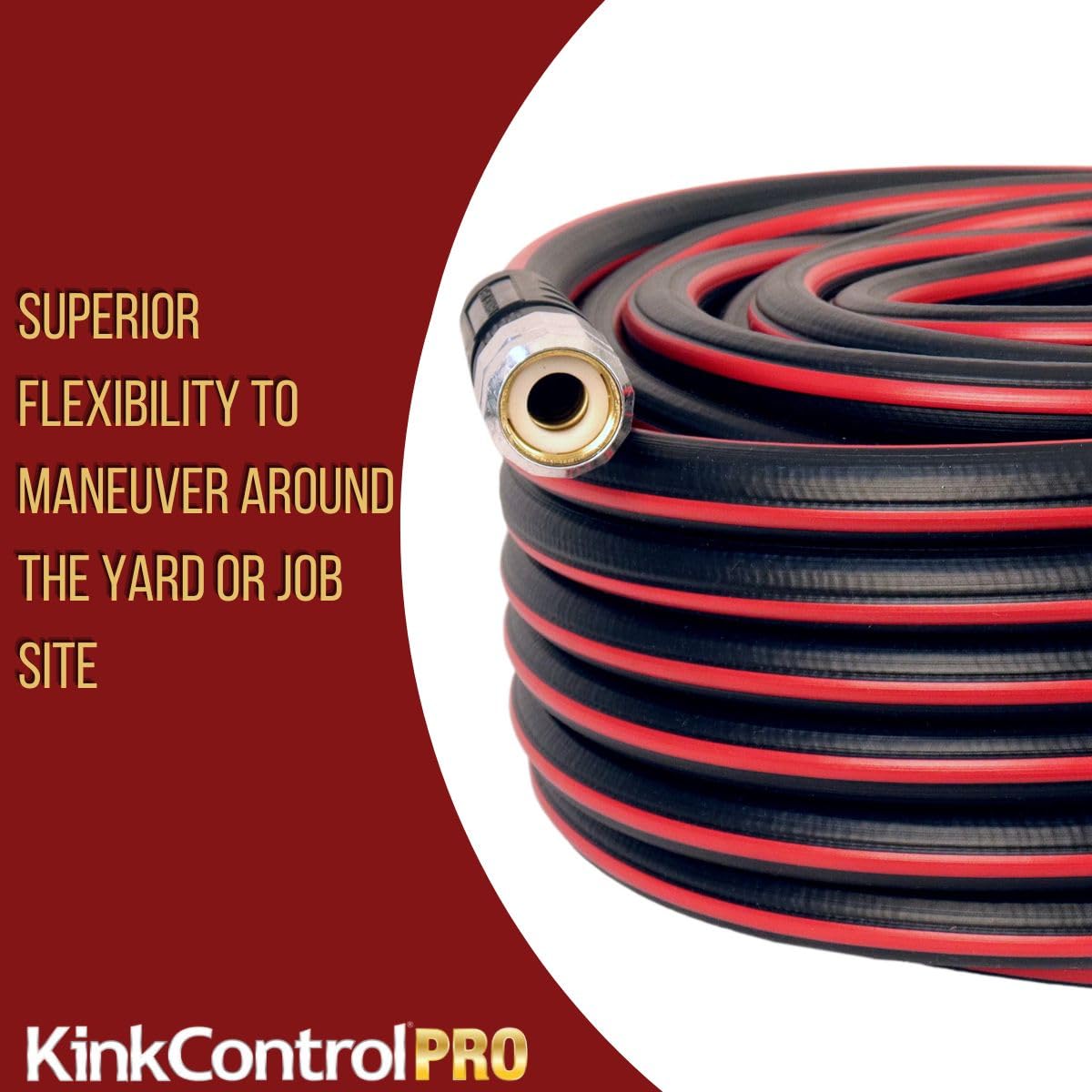 Kink Control Pro - Manguera de jardín con resistencia UV superior, mango ergonómico, alta resistencia a la rotura y tecnología de estructura de triple refuerzo para resistencia a las torceduras, 15 m