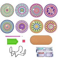 Diamond Painting Onderzetters, Set Van 8 Doe-het-zelf Onderzetters Voor Volwassenen Met Houder 5d Diamond Painting Voor Kinderen Decoratieve Onderzetters Rond Bergen Voor Glazen