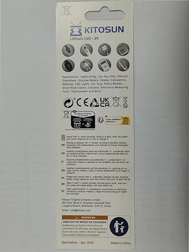 Miniatura 8 de KITOSUN CR1620 - Batería de litio de 3 V  Reemplazo de baterías de botón de celda de litio CR 1620 premium para Mazda Toyota, Lexus, Honda, Accord,