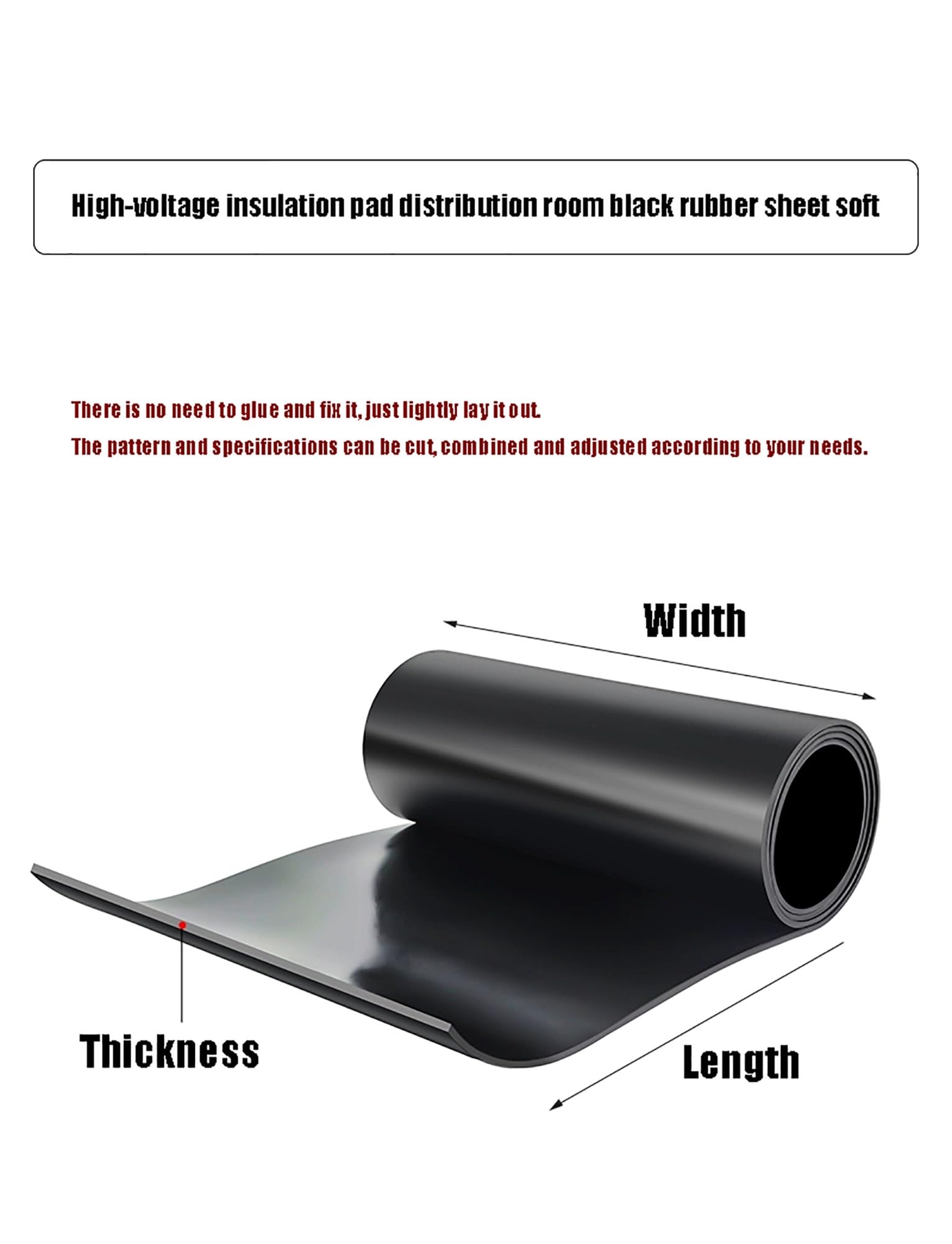 Rouleau de tapis en caoutchouc antidérapant, 3 mm d'épaisseur, empêche la fatigue, tapis de sol noir durable, 5 m de long, pour un usage domestique ou commercial