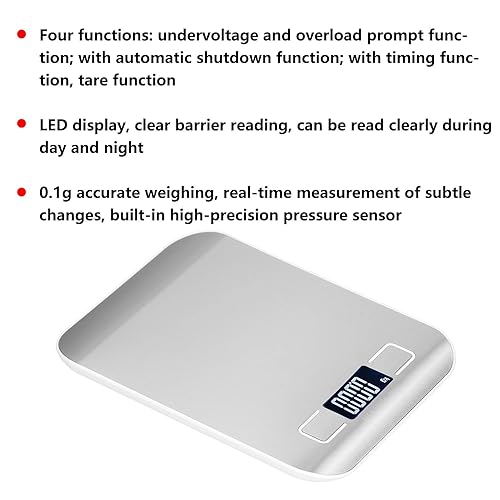 Miniatura 7 de Báscula de cocina Báscula para hornear portátil de acero inoxidable para alimentos domésticos Medidor de gramo de peso digital de frutas Báscula