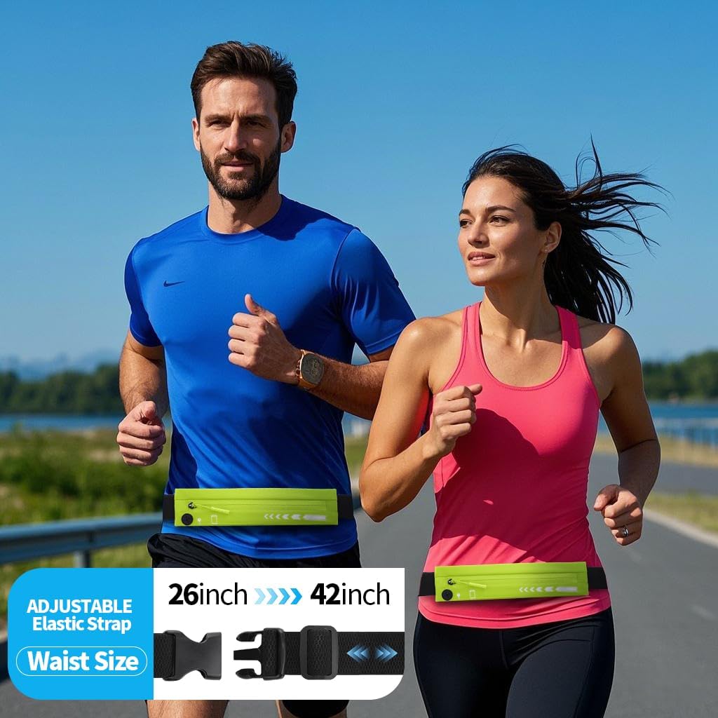 USHAKE Slim Running Belt for Women Men-Runners Phone Holder Fanny Pack, Adjustable, Bounce Free Waist Pouch bag for Workout, Money Belt, Run Gear Accessories Yellow - Image 5