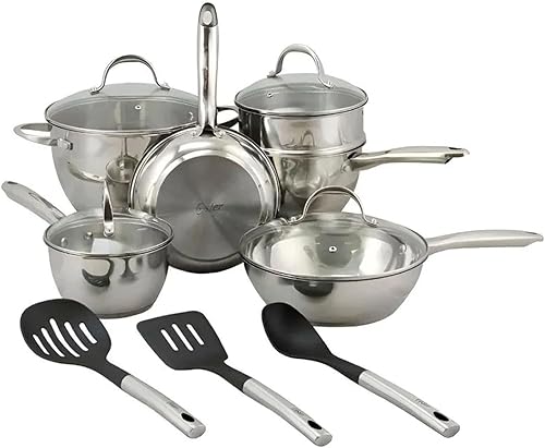 Miniatura 2 de Oster Ridgewell 109543.13 - Juego de utensilios de cocina de acero inoxidable, 13 piezas, plateado (935100920M)