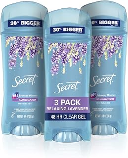Secret Clear Gel Antiperspirant and Deodorant, Lavender Scent, Pack of 3, 73 grams each, 219 grams Total