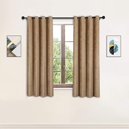 Miniatura 18 de ELKCA - Cortinas de ventana de chenilla dorada de doble cara para sala de estar, cortinas de lujo para dormitorio, con ojales en la parte superior
