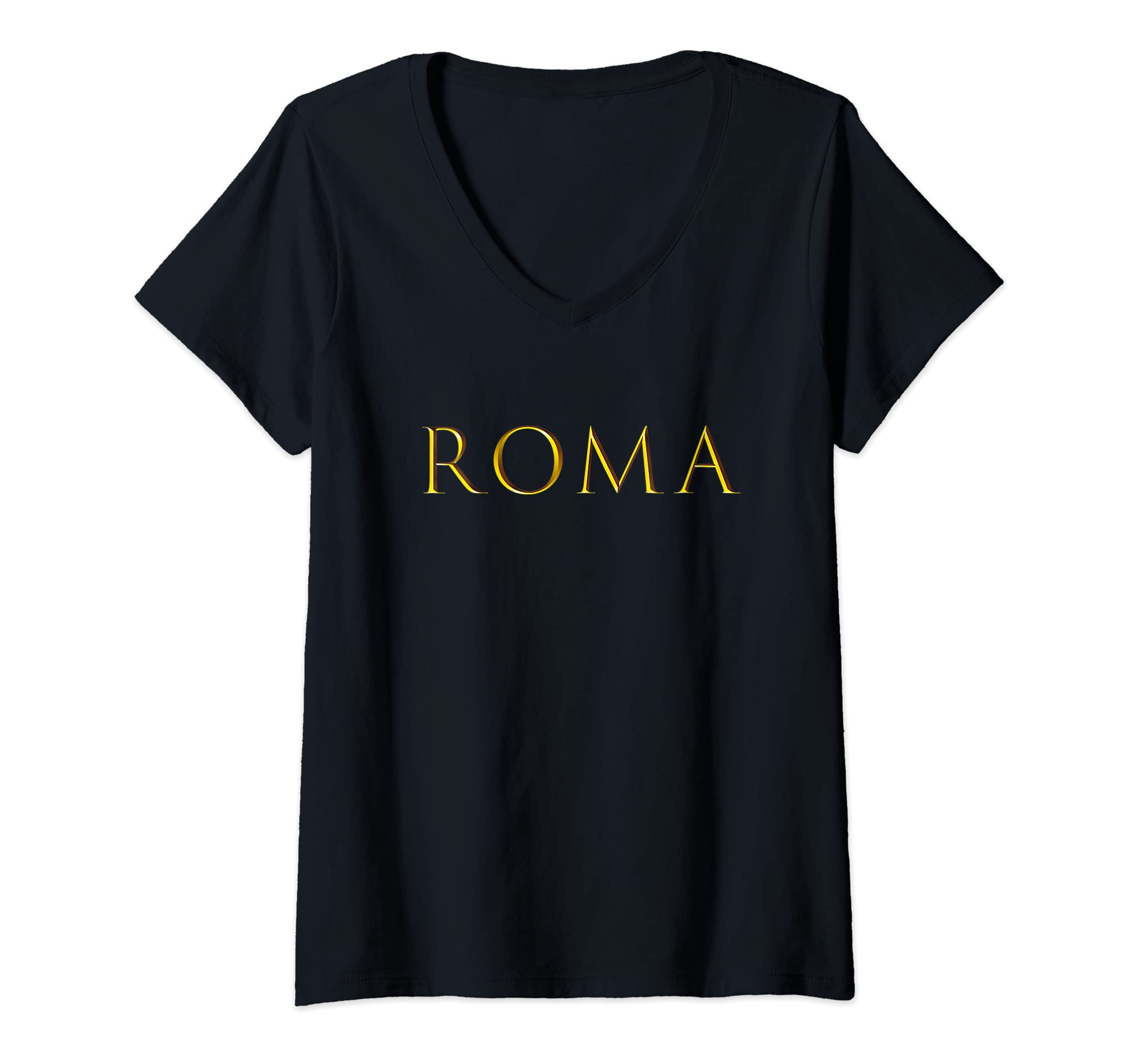 Womens Roma Rome Italy V-Neck T-Shirt, Black