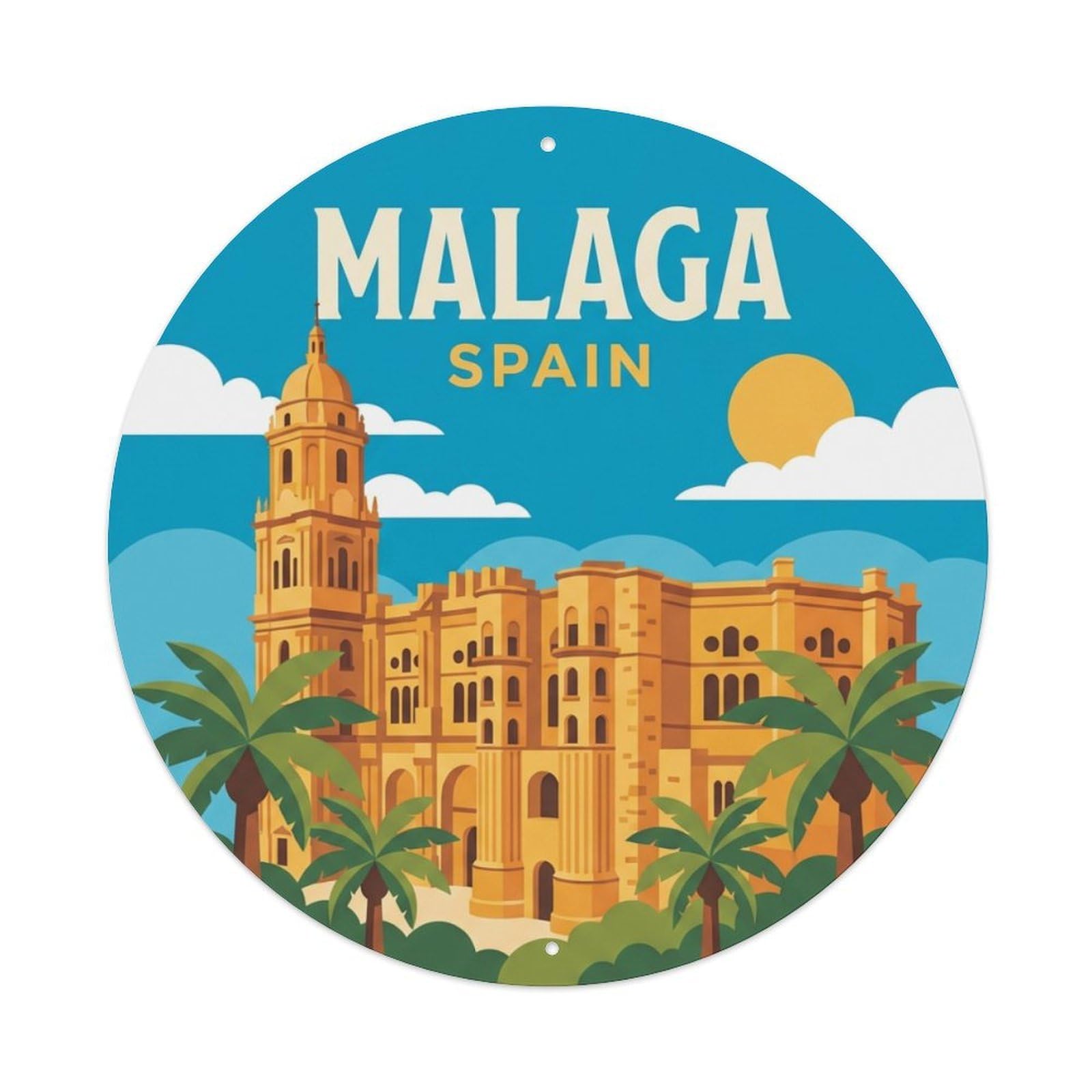 Metal Tin Sign Vintage Travel Spain Malaga