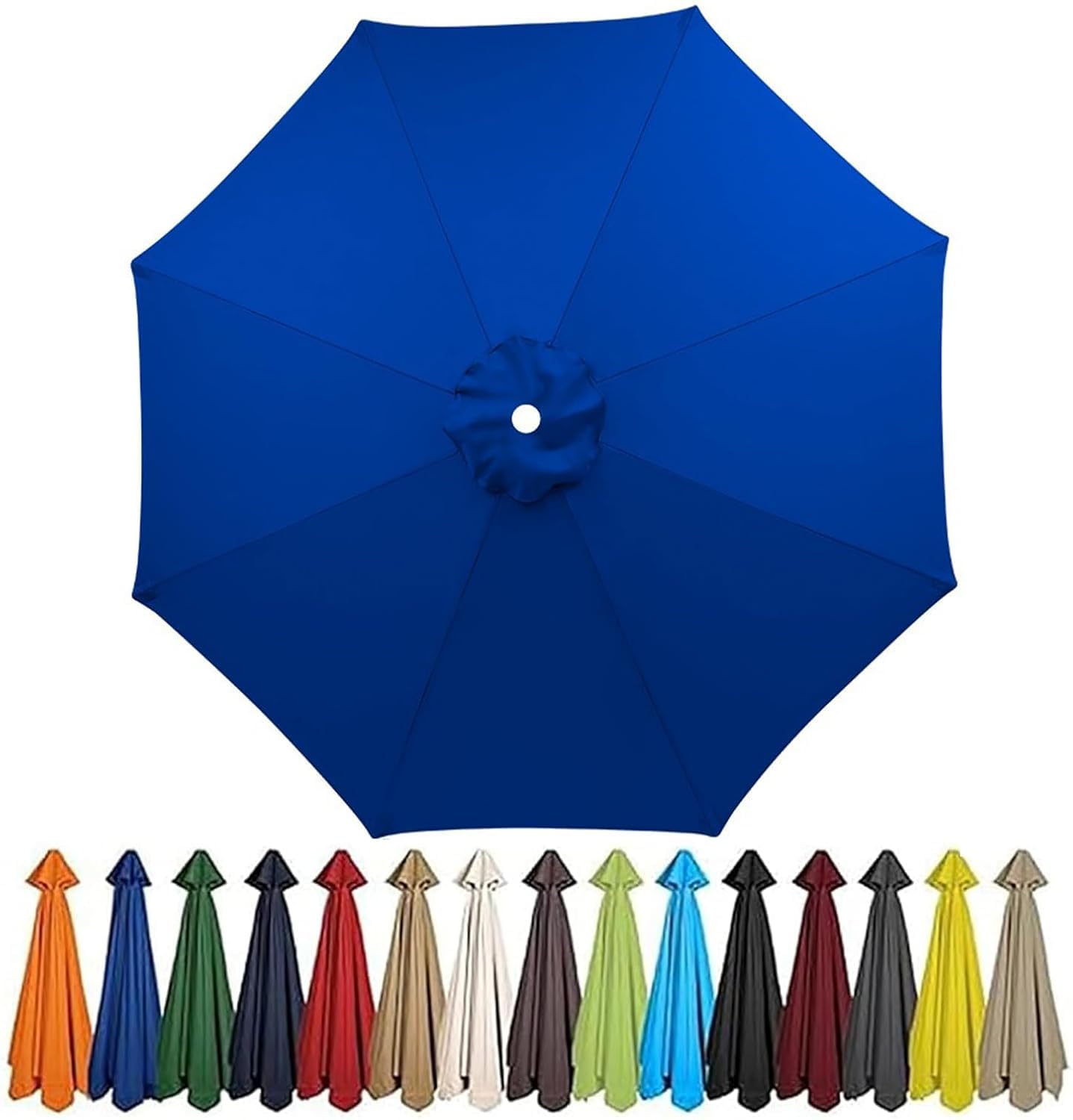 Waterproof Garden Parasol Umbrella 4m/3.5m/3.0m/2.7m/2.5m/2.3m/2m - Patio Outdoor Sun Shade Canopy For Beach, Pool, Lawn, Backyard & Deck - 6/8 Arms Blue 8ribs:2.3M/7.5ft
