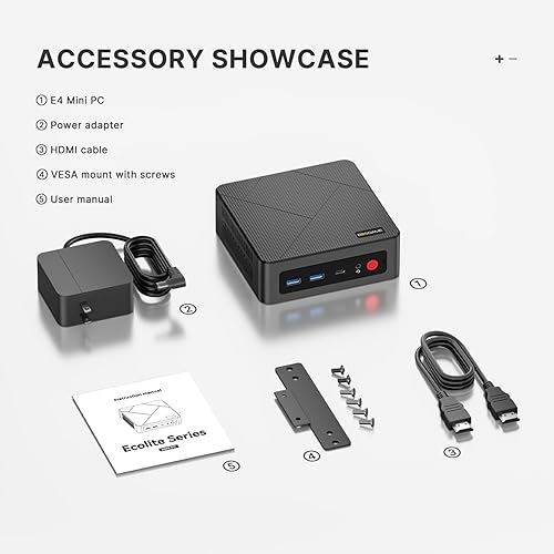 Miniatura 9 de BOSGAME Mini PC E4, mini computadoras con AMD Ryzen 5 3550H, 16 GB DDR4 512 GB PCIe SSD, RJ45 dual, pantalla triple 4K, USB-C, USB 3.2, Wi-Fi 5BT