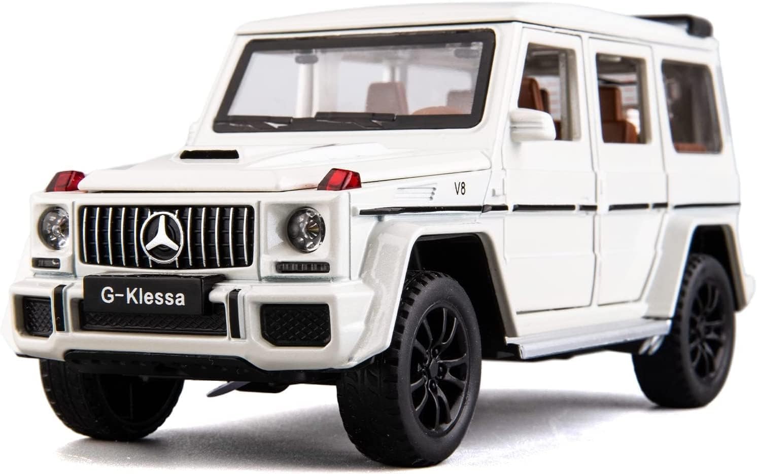 S SGTT PROSGT-Mercedes-benz G65 Model Die-cast Pull Back Car Zinc Alloy Children's Toy with Real Sound and Lights Christmas Gifts for Boys Collectibles with Barrier Card (1:24-WHITE)