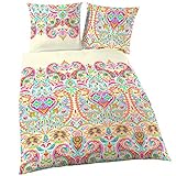 DESIGN : modern & hip · tolle Bettwäschegarnitur · Romantic Fever · Ornamente, Blumen, Ethno, Boho Bohemian Style mit einem tollen Mandala, Paisley Muster orientalisches Feeling in extravaganten Farben zum träumen & wohlfühlen · Festivalzeit Frühjahr Sommer · passend für jugendliche, Teenager & Erwachsene