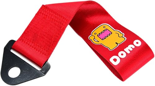 JDM DOMO - Correa de remolque de coche con gancho universal para correa de remolque, 1 unidad, color rojo