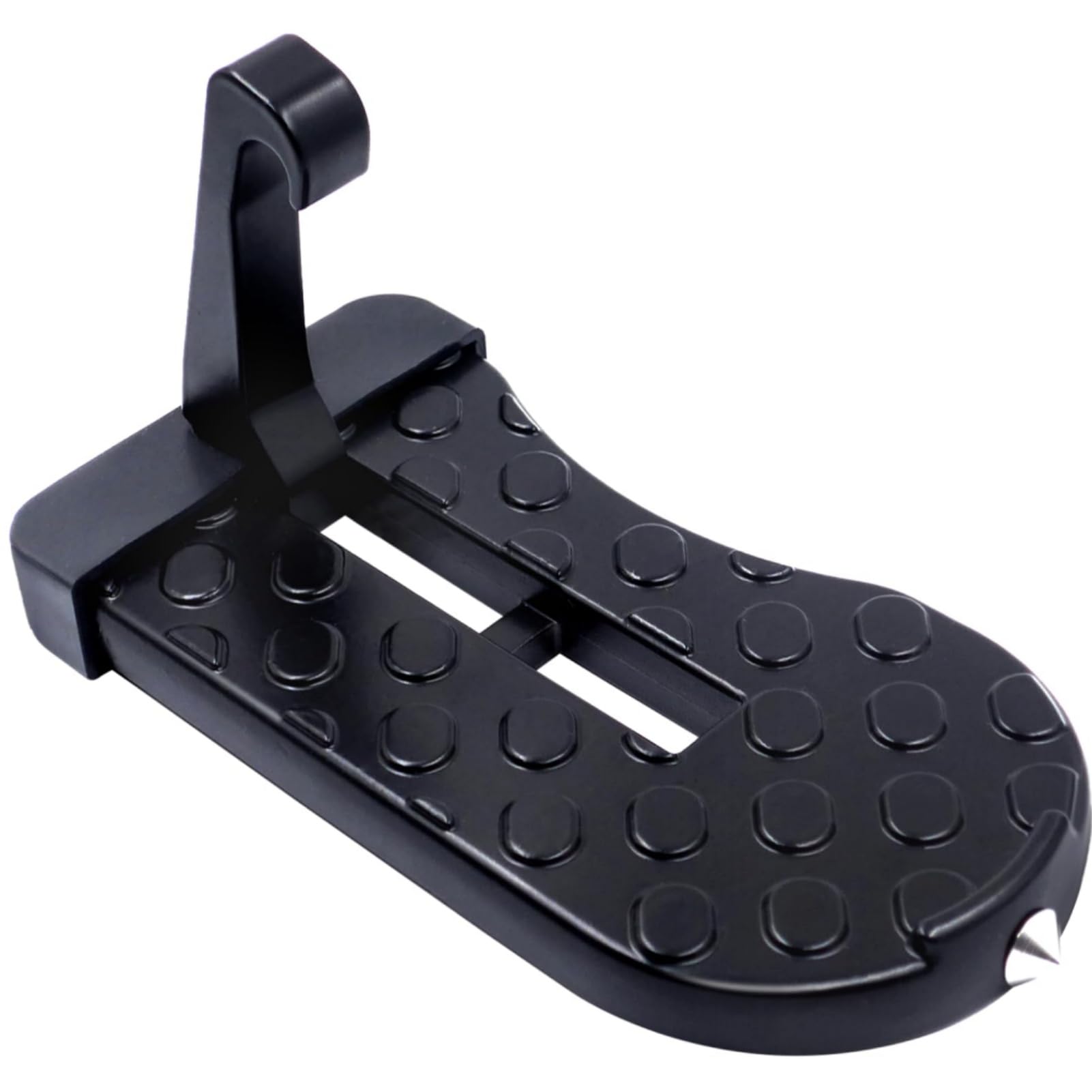 Car Door Step with Roof Rack Mount, 400lb Capacity, Aircraft-Grade Aluminum, Anti-Slip Surface, 6.3-inch Platform, Black