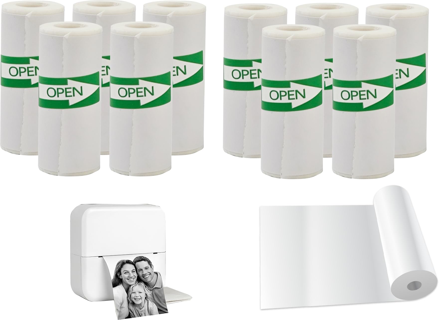 SPERMUOY Rollen Thermorollen,10 Rollen thermopapier 57x30mm selbstklebend,Thermopapier für Kinder Sofortbildkameras und Selbstklebender Bedruckbarer Aufkleber, Mini Thermal Pinter Papier