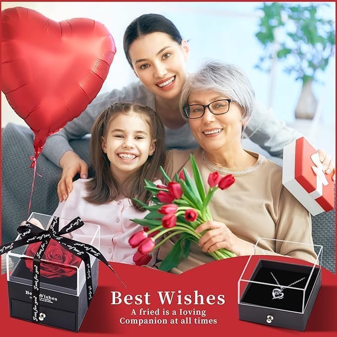 Vellonix Preserved Red Rose Necklace Gift Box - Image 5