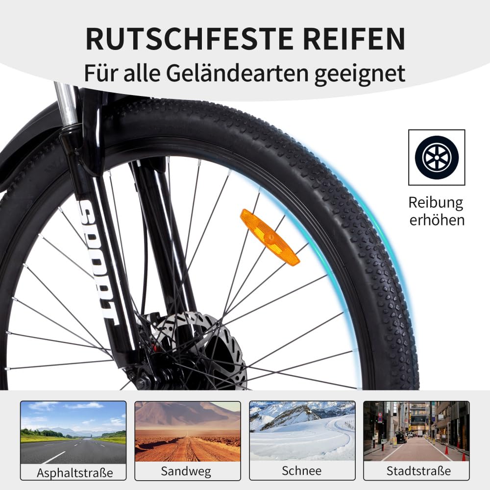 Mountainbike 26 Zoll Hardtail Fahrrad Herren Damen Blau, 21-Gang Schaltung Scheibenbremsen Federgabel MTB Sportrad City-Bike