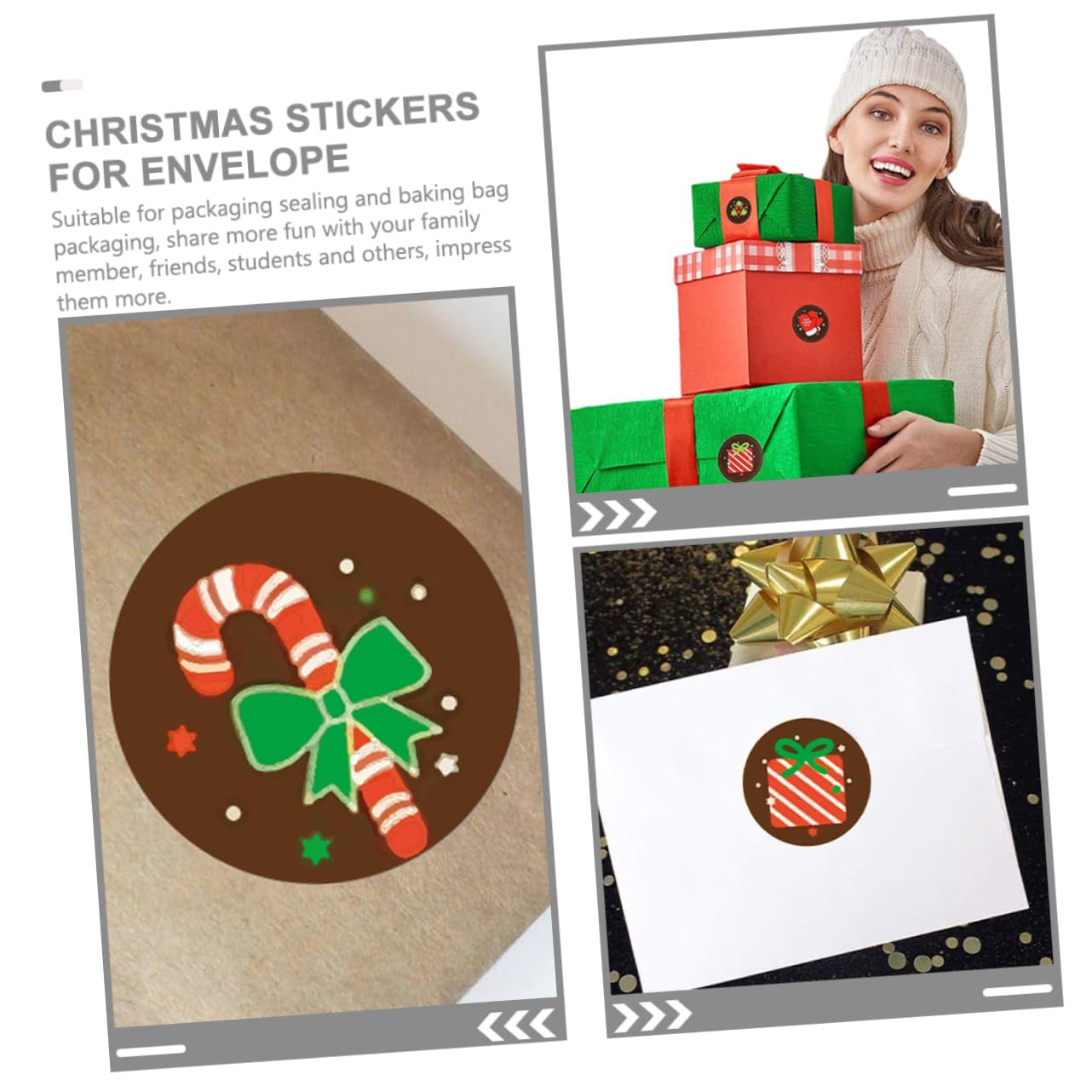 3 Ensembles Autocollants De Noël Ronds Étiquettes Décoratives Auto Adhésives Pour Décorer Cartes Stickers Festifs Pour Noël 2 Rouleaux*3