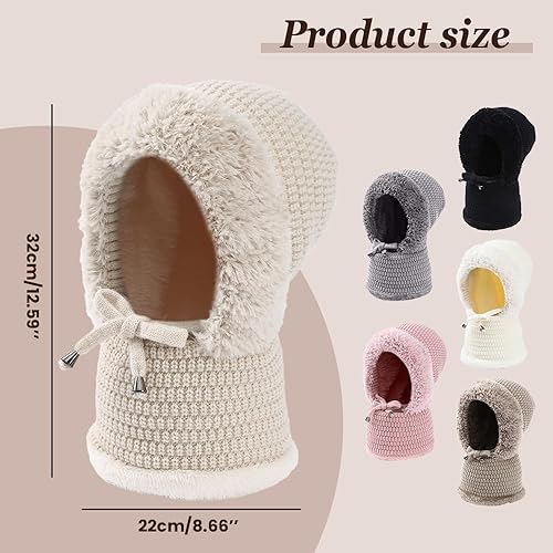 Miniatura 7 de Gorro 3 en 1 con bufanda y máscara, pasamontañas de invierno 2026, sombreros de punto, bufanda con capucha, máscaras de esquí