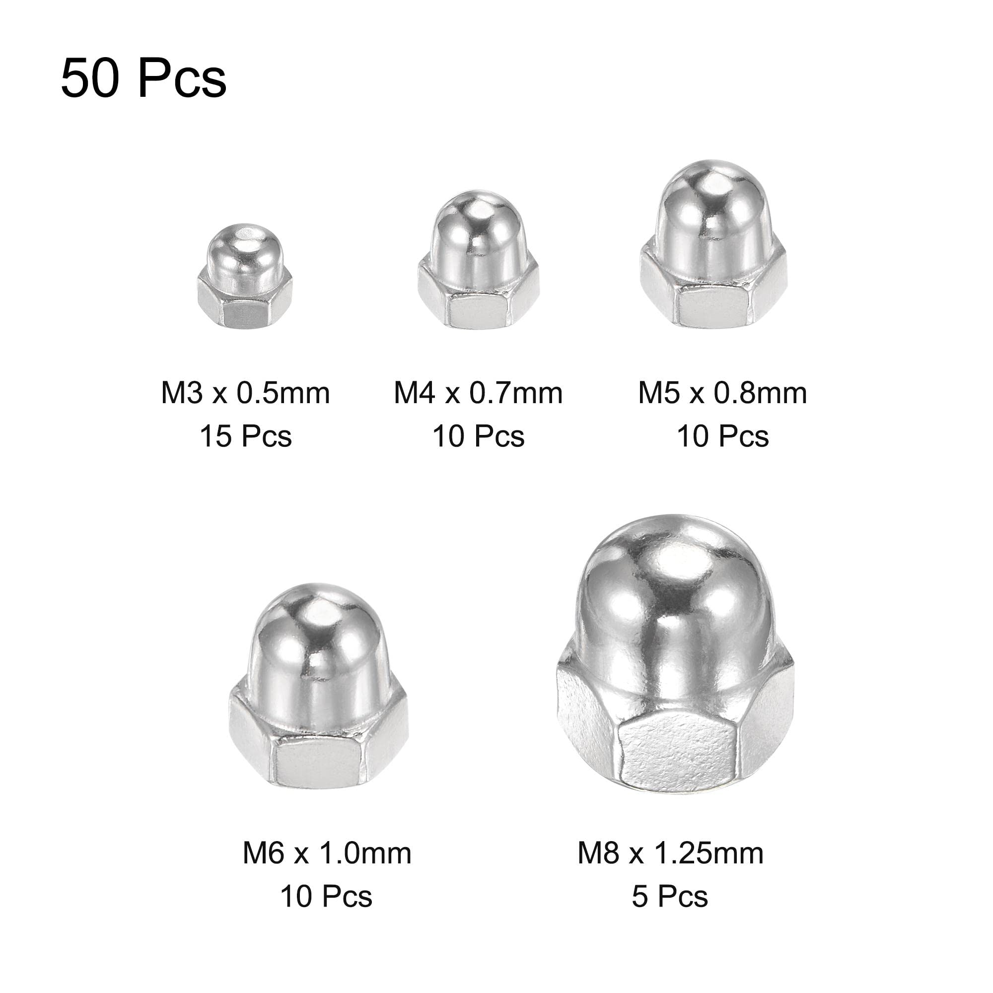 Uxcell Acorn Hex Cap Nuts - 20Pcs M8 Dome Nuts 316 Stainless Steel Hexagon Decorative Cap Nut
