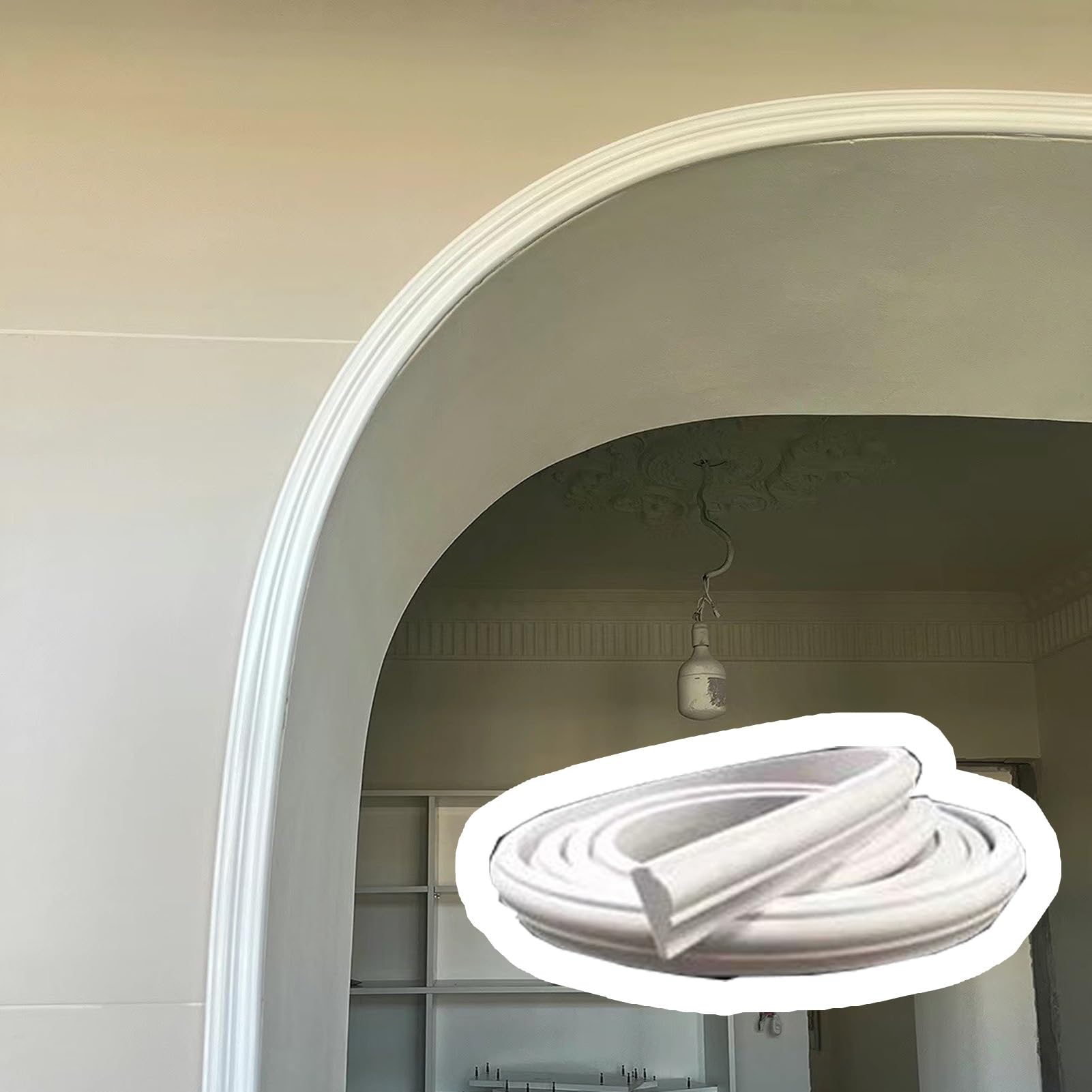 3.3ft - 32.8ft Wall Trim/Doorway Arch Kit, Cuttable Universal Art 3D Archway Molding Set, Elegant Flexible Paintable Casing Molding(W4cm(1 5/8"),10m(32.8ft))