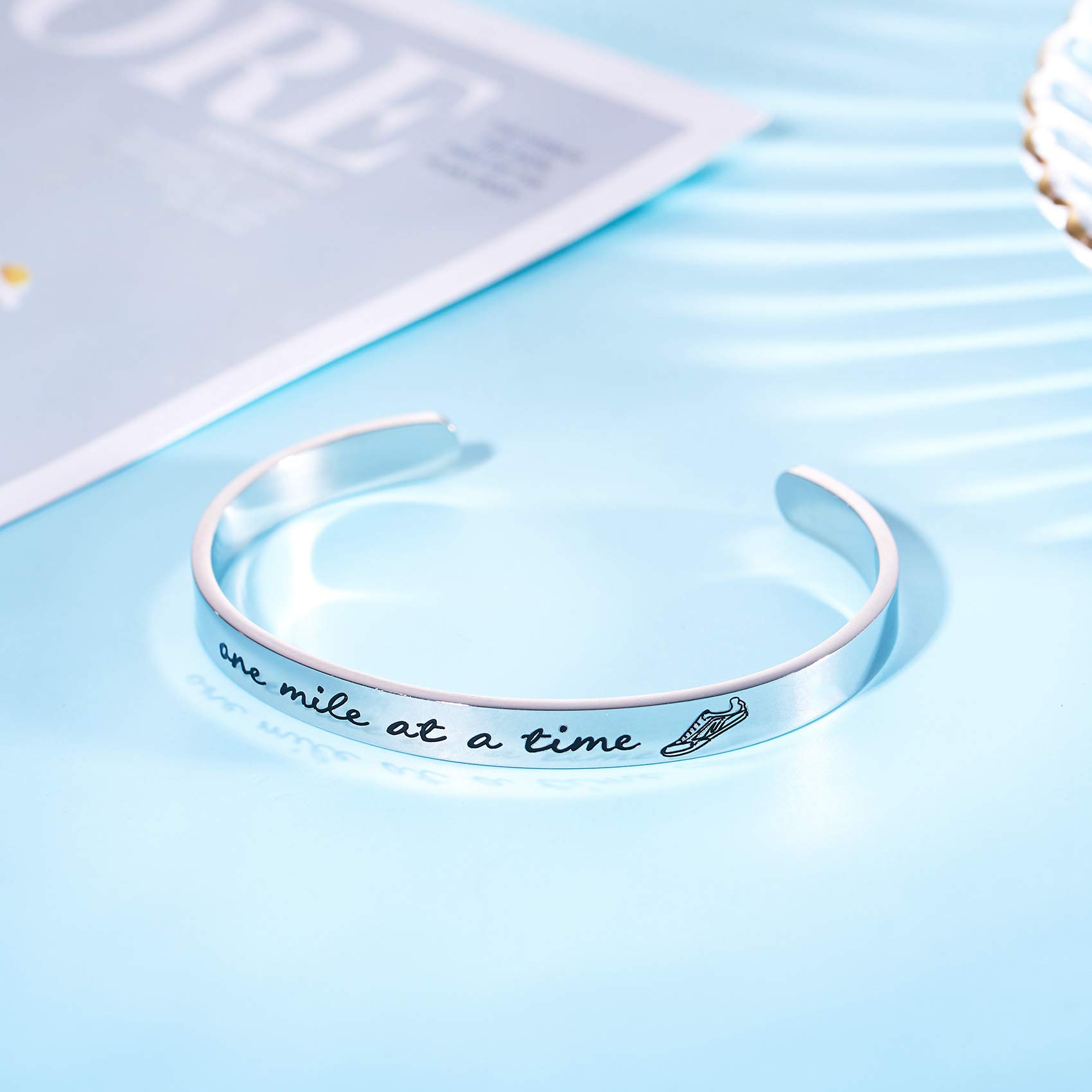 LParkin Marathon Runner's Bracelet - Endurance-Tested Stainless Steel Running Jewelry for Women & Men | Track & Field Gifts with Inspirational Mantra Engraving