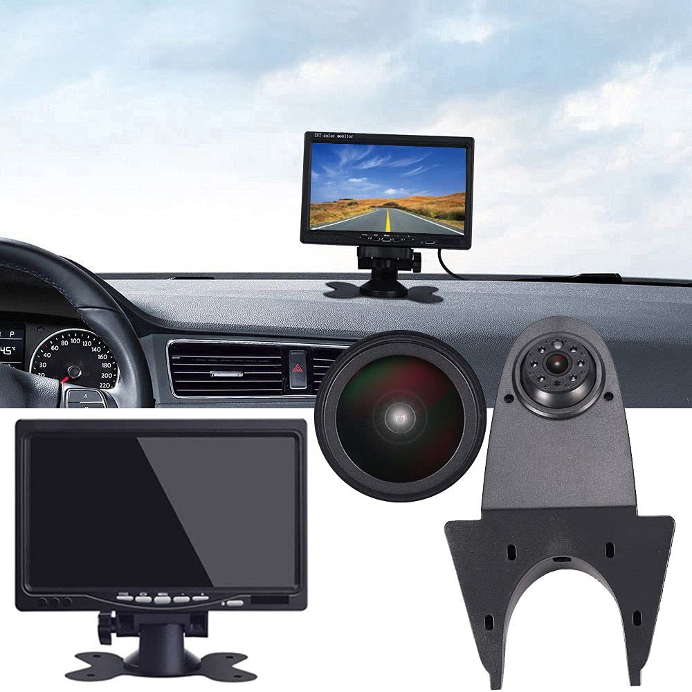 18mm Telecamera auto Third Roof con freno posteriore Telecamera retromarcia, sostituzione per Crafter MAN TGE dal 2017 modificato luce freno veicolo di trasporto (Con display da 7 pollici)