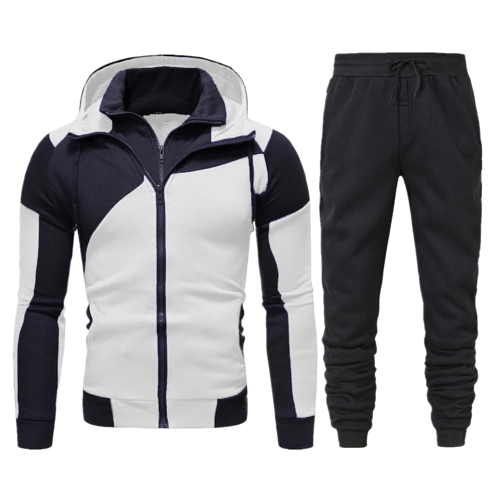 Chándal para hombre XL Chándal para hombre, traje de casa de un solo color, 2 piezas, traje de invierno acogedor para hombre, ropa de calle holgada, chándales de entrenamiento, traje de jogging para